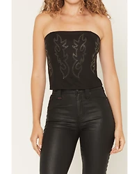 La Land Women's Faux Suede Boot Stitch Corset