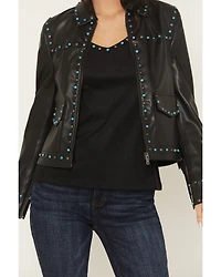 Idyllwind Women's Nance Studded Fringe Faux Leather Jacket