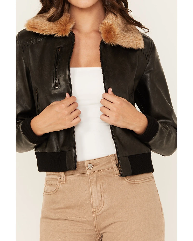 Cleo + Wolf Women's Casey Faux Fur Collar Jacket