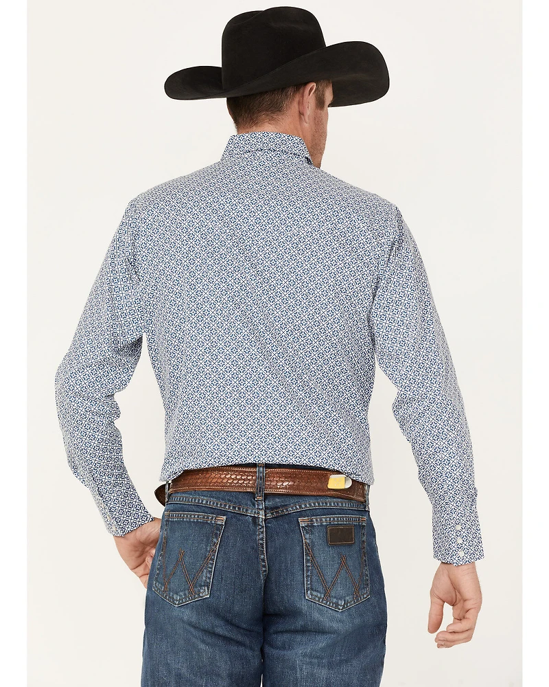Ely Walker Men's Geo Print Long Sleeve Pearl Snap Western Shirt