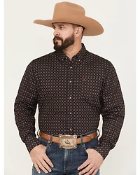 Rodeo Clothing Men's Geo Print Long Sleeve Button-Down Shirt