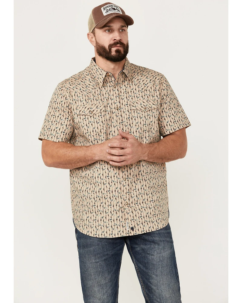 Moonshine Spirit Men's Vinyl Printed Short Sleeve Snap Western Shirt