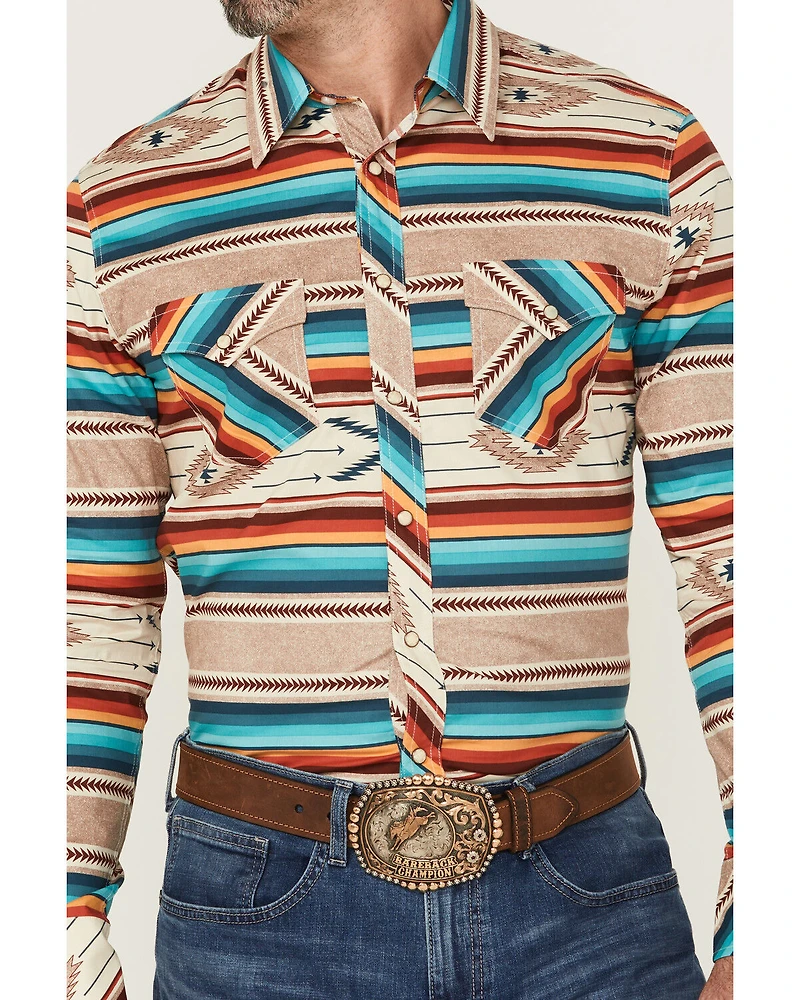 Rock & Roll Denim Men's Southwestern Print Long Sleeve Snap Western Stretch Shirt