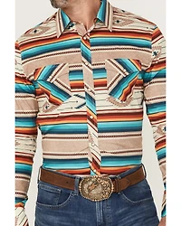 Rock & Roll Denim Men's Southwestern Print Long Sleeve Snap Western Stretch Shirt