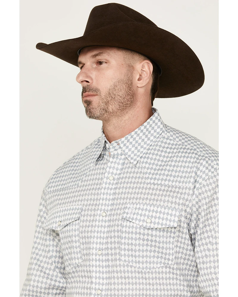 George Strait by Wrangler Men's Diamond Geo Print Long Sleeve Snap Stretch Western Shirt