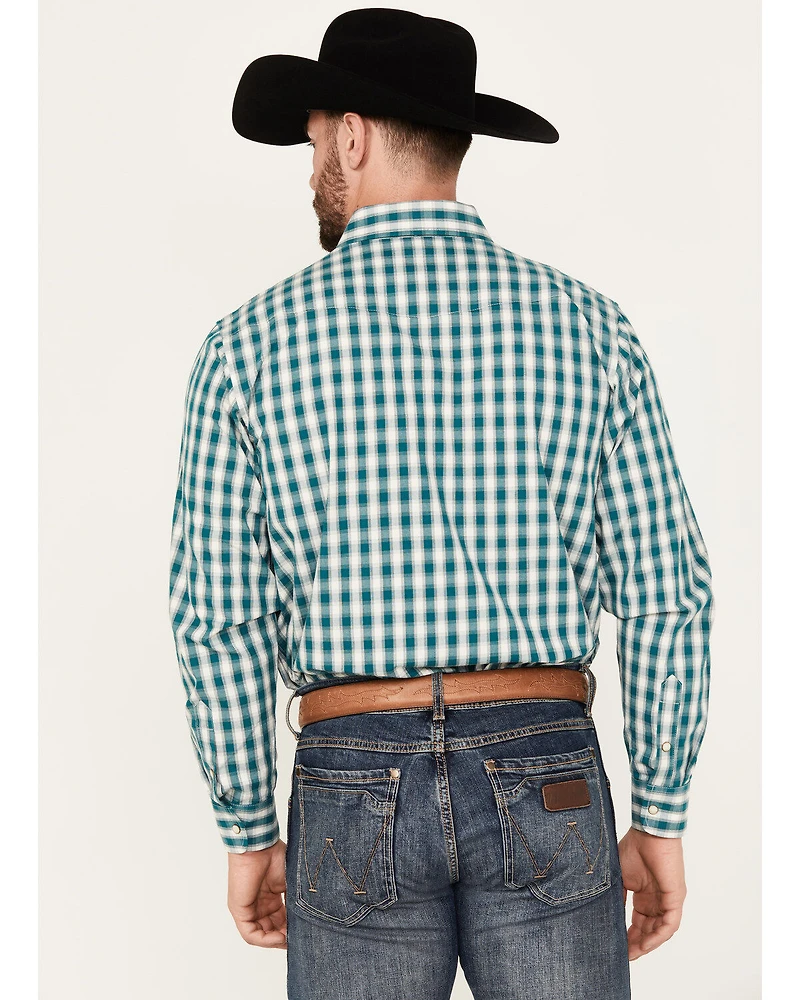 Panhandle Select Men's Plaid Print Long Sleeve Snap Western Shirt