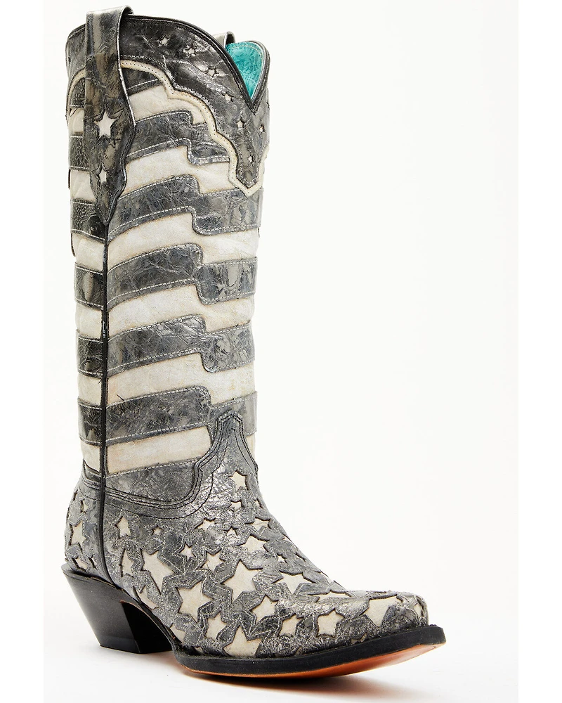 Corral Women's Stars and Stripes Blacklight Western Boots - Snip Toe