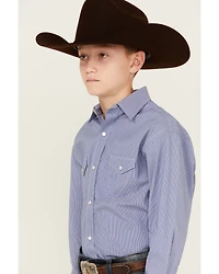 Rough Stock by Panhandle Boys' Striped Long Sleeve Pearl Snap Stretch Western Shirt