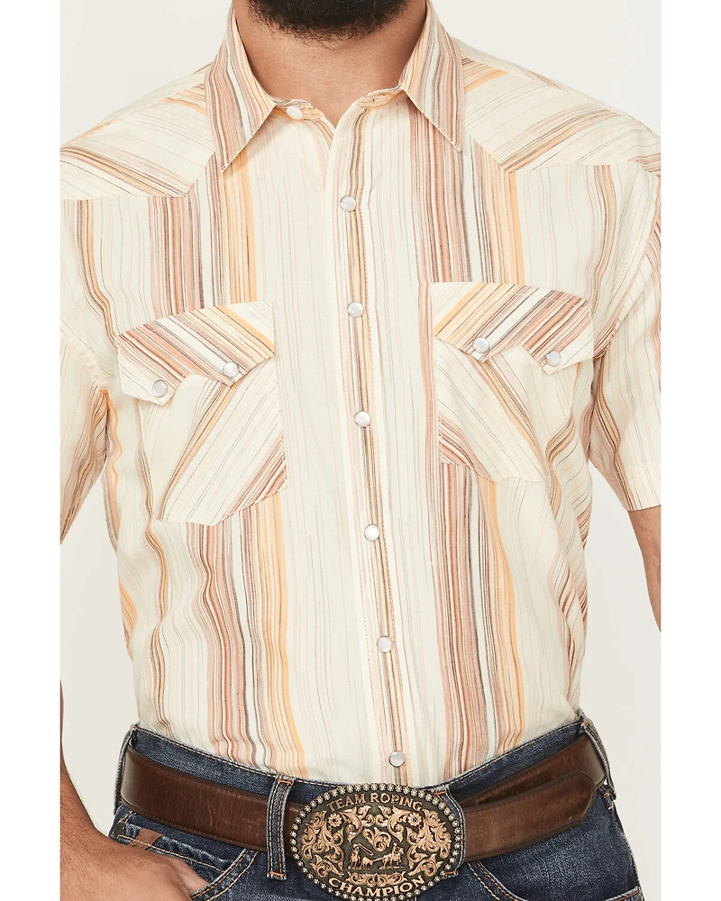 Panhandle Slim Men's Stripe Print Short Sleeve Snap Western Shirt