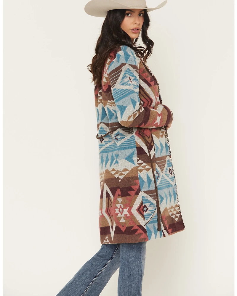Shyanne Women's Southwestern Print Long Line Coat