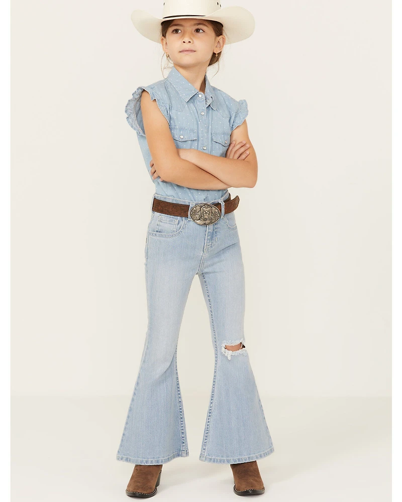 Shyanne Little Girls' Destructed Knee Flare Jeans