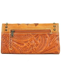 American West Women's Texas Rose Tooled Trifold Wallet