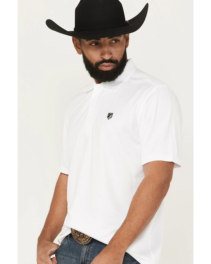 RANK 45® Men's Pickup Dobby Geo Print Short Sleeve Button-Down Polo