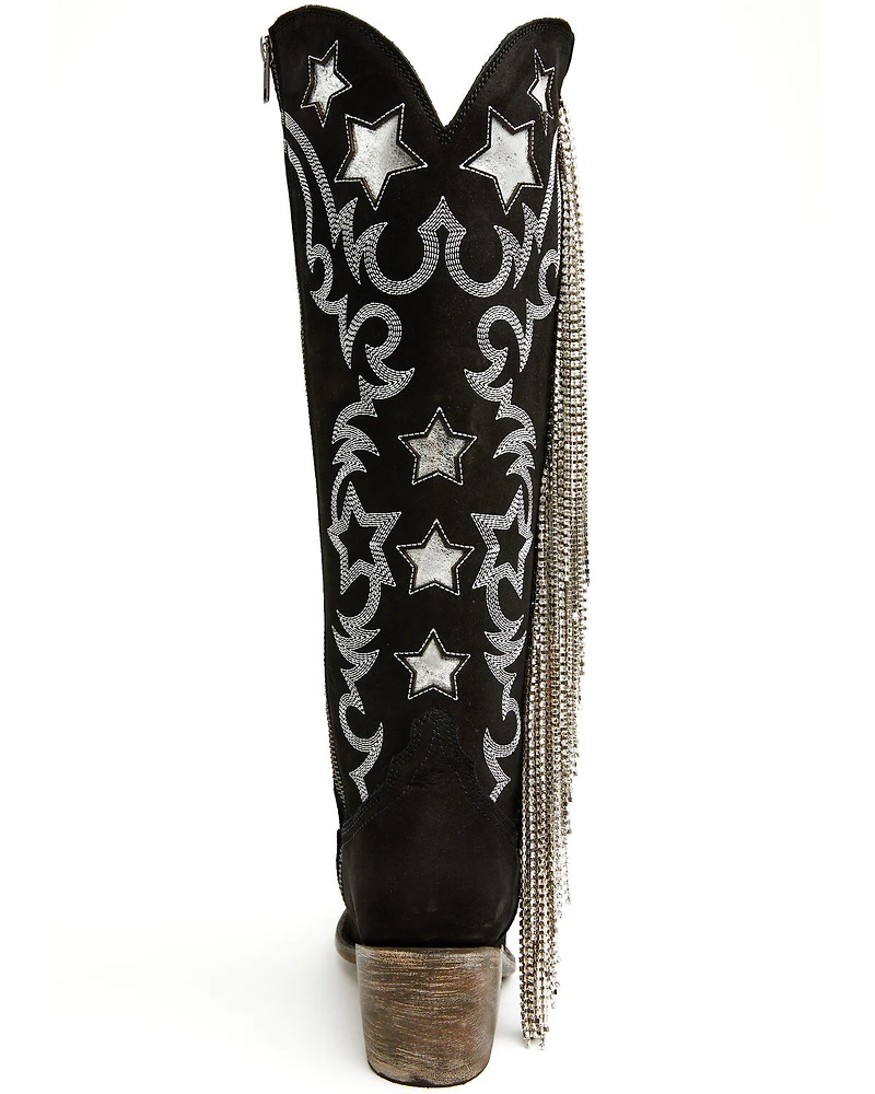 Liberty Black Women's Narel Inlay Fringe Tall Western Boots - Snip Toe