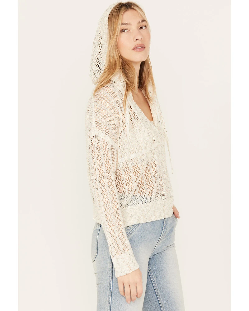 Cleo + Wolf Women's Blythe Deep V Weave Hooded Pullover