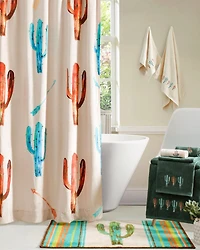 HiEnd Accents Cream Printed Cactus Shower Curtain
