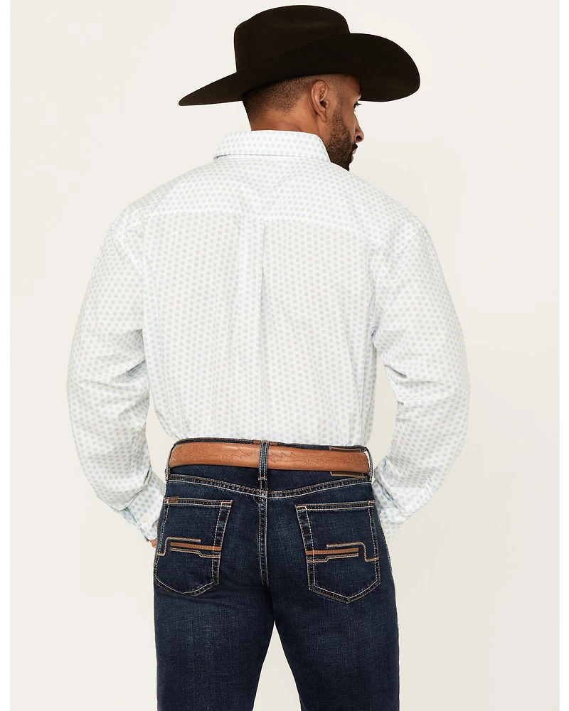 Wrangler Men's Classic Geo Print Long Sleeve Button-Down Stretch Western Shirt