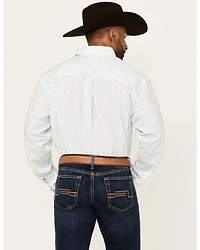 Wrangler Men's Classic Geo Print Long Sleeve Button-Down Stretch Western Shirt