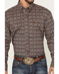 George Strait by Wrangler Men's Floral Print Long Sleeve Button-Down Stretch Western Shirt