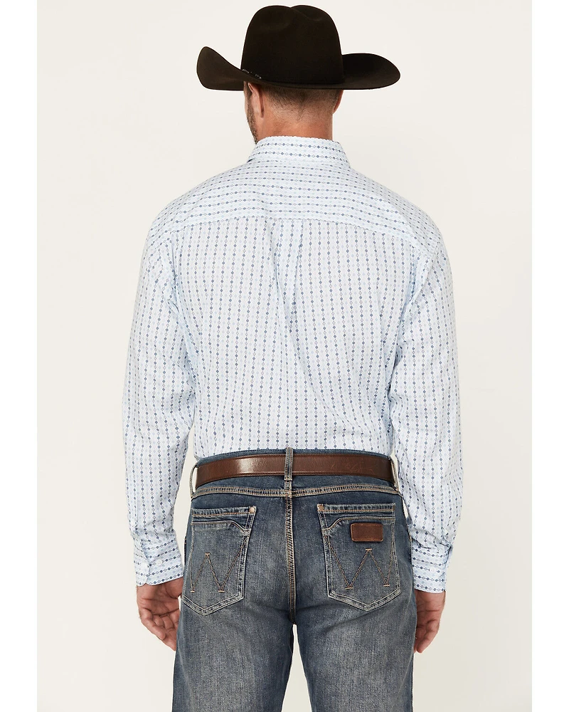 George Strait by Wrangler Men's Geo Print Long Sleeve Button-Down Stretch Western Shirt
