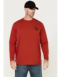 Hawx Men's Linear Logo Long Sleeve Graphic Work T-Shirt