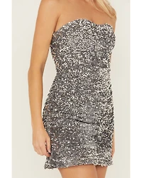 By Together Women's Sequins Strapless Mini Dress
