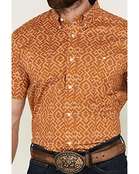 RANK 45® Men's Decker Geo Print Short Sleeve Performance Stretch Button-Down Western Shirt