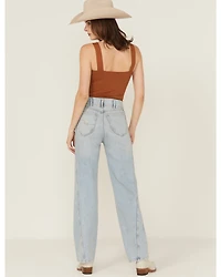 Free People Women's Aster Light Wash High Rise Straight Denim Jeans