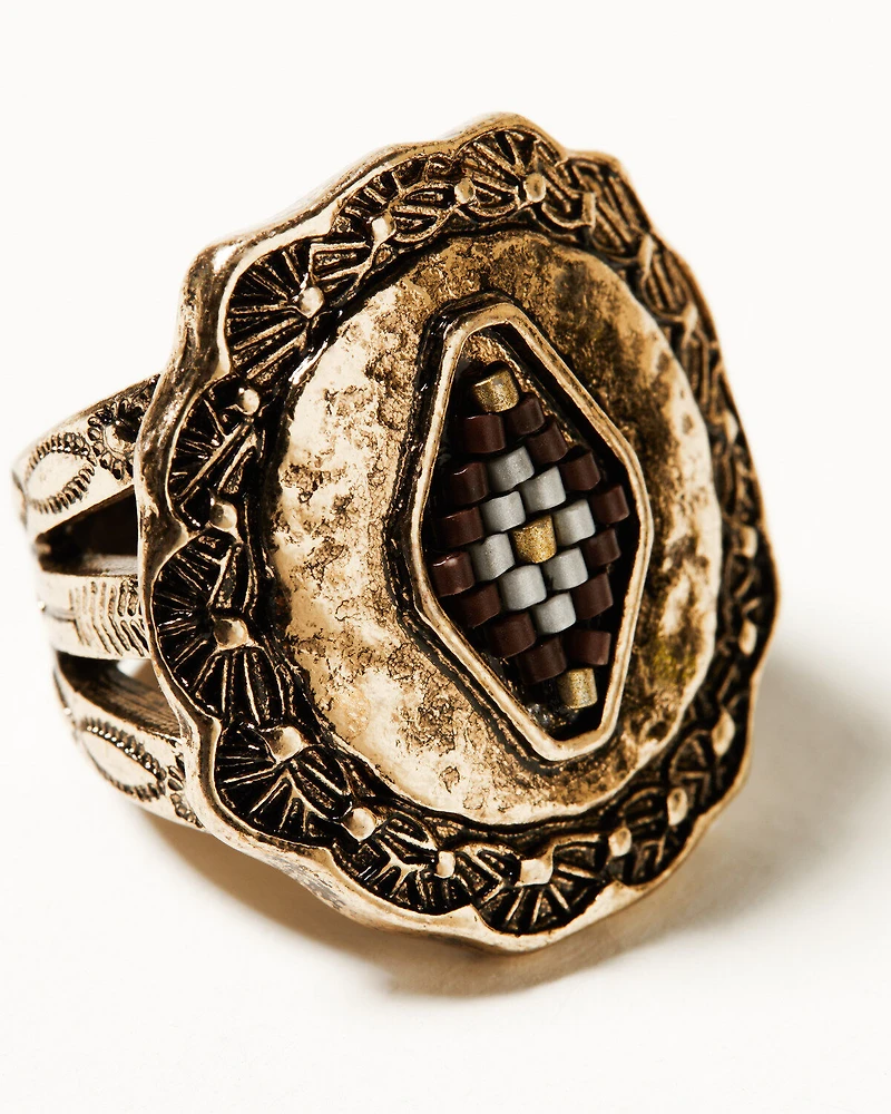 Shyanne Women's Summer Moon Antique Gold Statement Ring