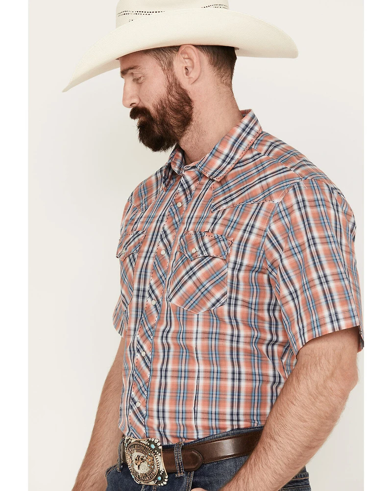 Wrangler Men's Fashion Plaid Print Short Sleeve Snap Western Shirt