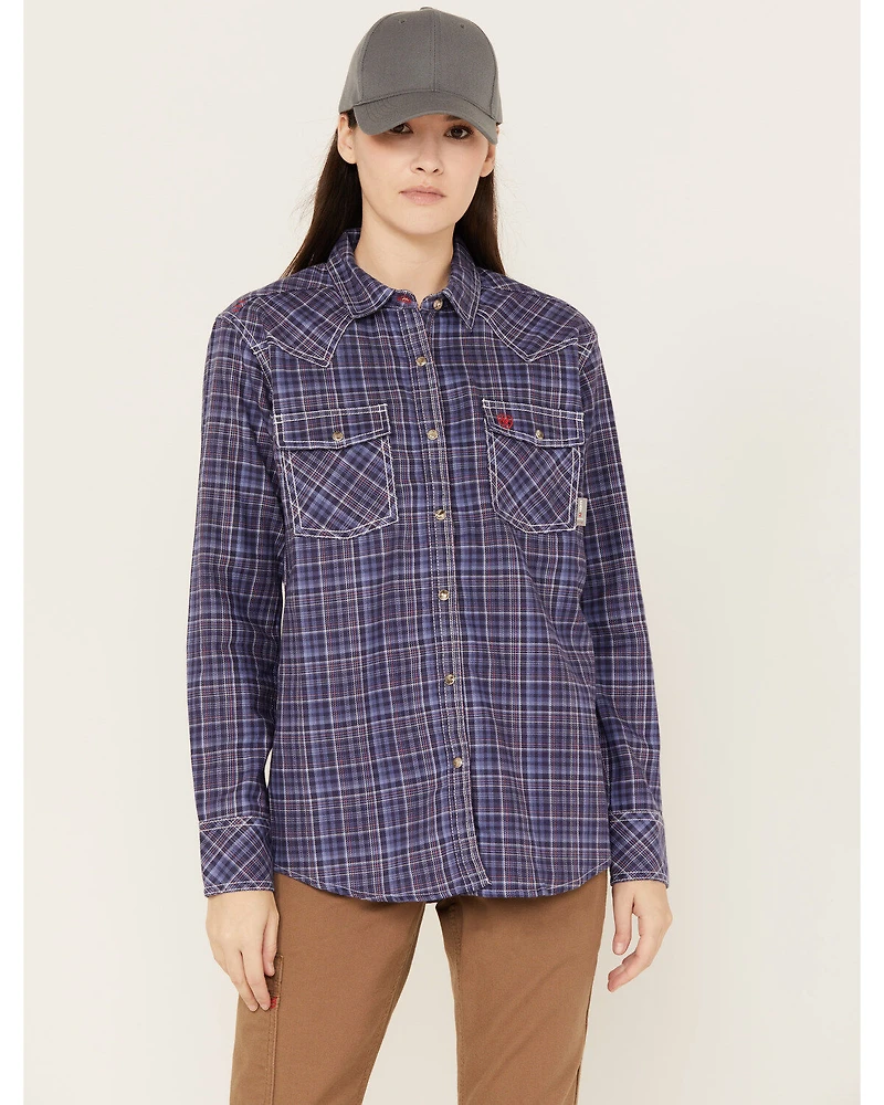Ariat Women's Tillie FR Long Sleeve Plaid Print Snap Work Shirt