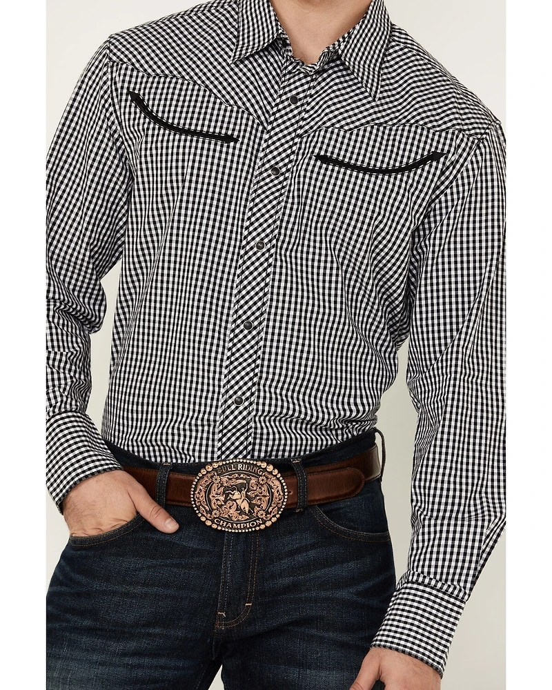 Wrangler Men's Rodeo Checkered Print Long Sleeve Snap Western Shirt