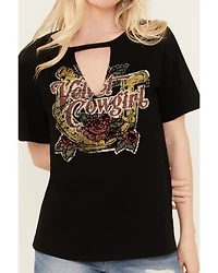 Idyllwind Women's Velvet Cowgirl Cut Out Graphic Tee