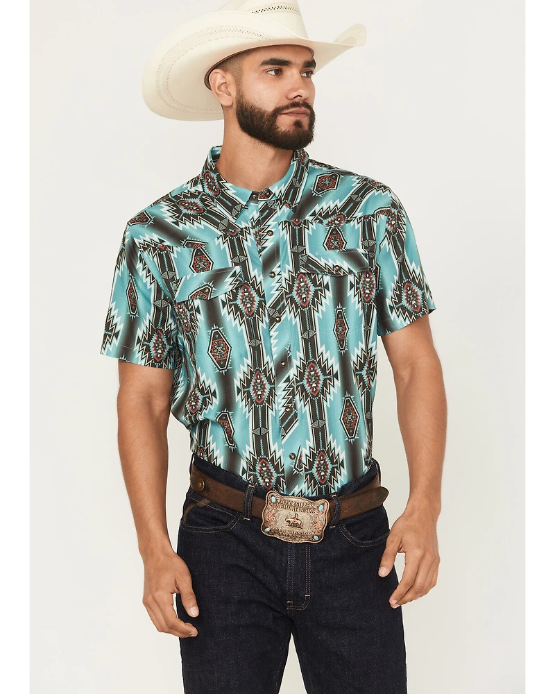 Rock & Roll Denim Men's Boot Barn Exclusive Tek Southwestern Short Sleeve Snap Stretch Western Shirt