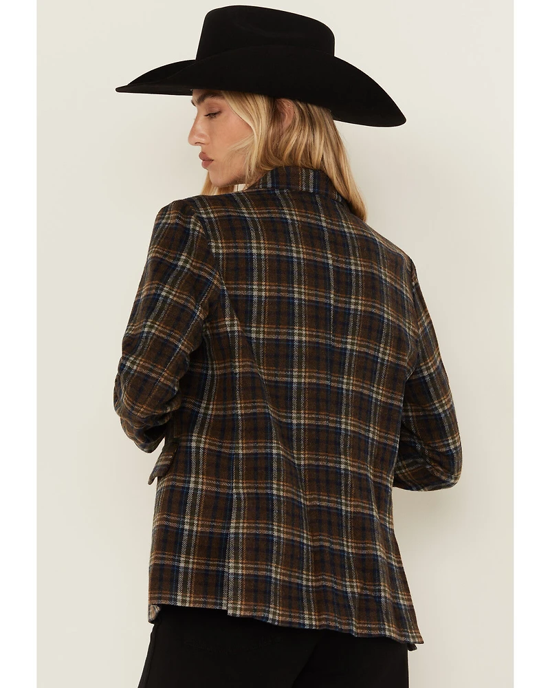 Sadie & Sage Women's Plaid Print Blazer