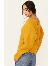Molly Bracken Women's Long Sleeve Mock Lace-Up Sweater