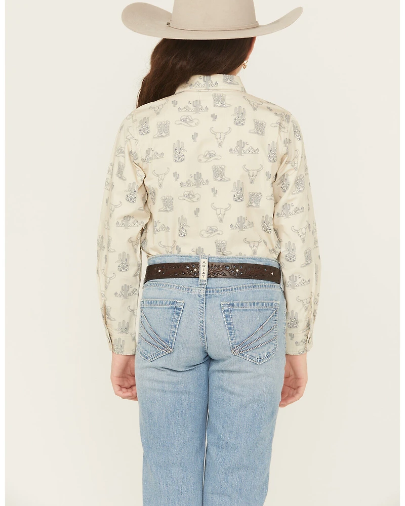 Ariat Girls' Desert Print Long Sleeve Snap Western Shirt