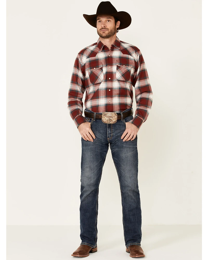Ariat Men's Hillsboro Retro Large Plaid Long Sleeve Snap Western Flannel Shirt