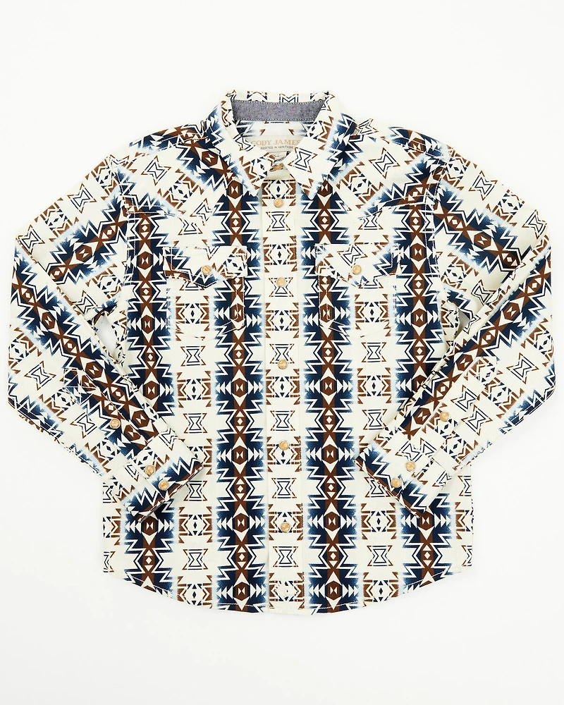 Cody James Toddler Boys' Prairie Southwestern Print Long Sleeve Snap Western Shirt