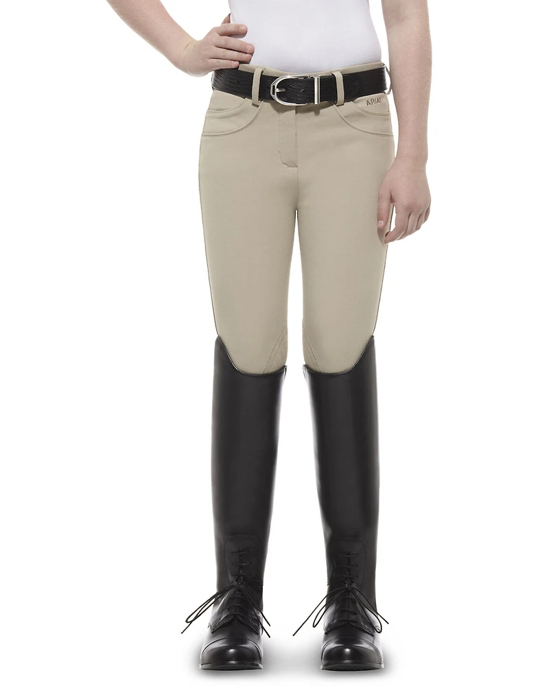 Ariat Girls' Olympia Low Rise Front-Zip Knee Patch Breeches