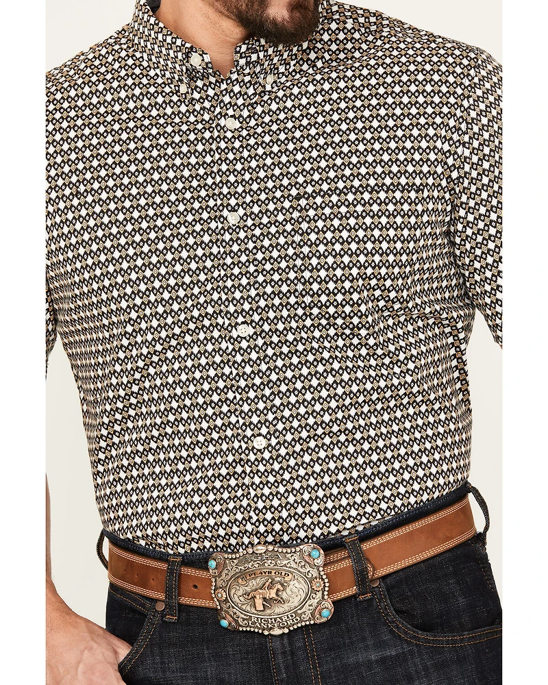 Cody James Men's Dillon Geo Print Short Sleeve Button-Down Stretch Western Shirt