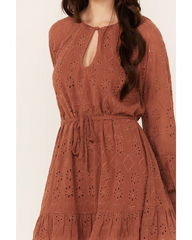 Shyanne Women's Ruffle Lace Long Sleeve Mini Dress