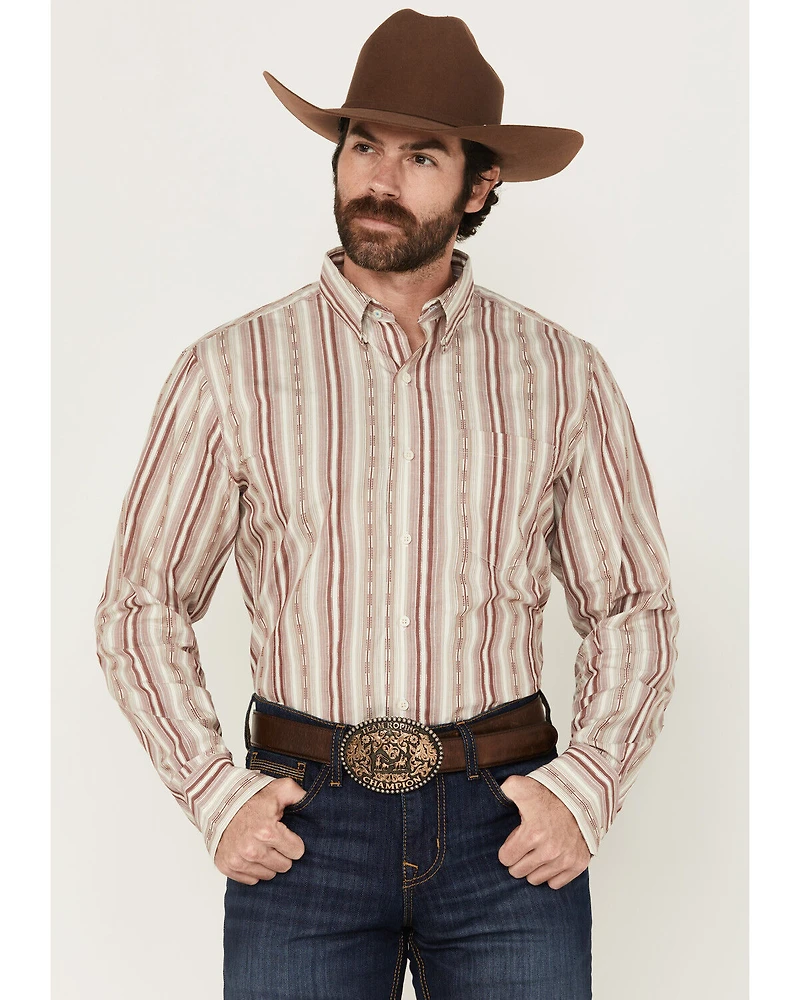 Wrangler X Cody Johnson Men's Striped Long Sleeve Button-Down Western Shirt