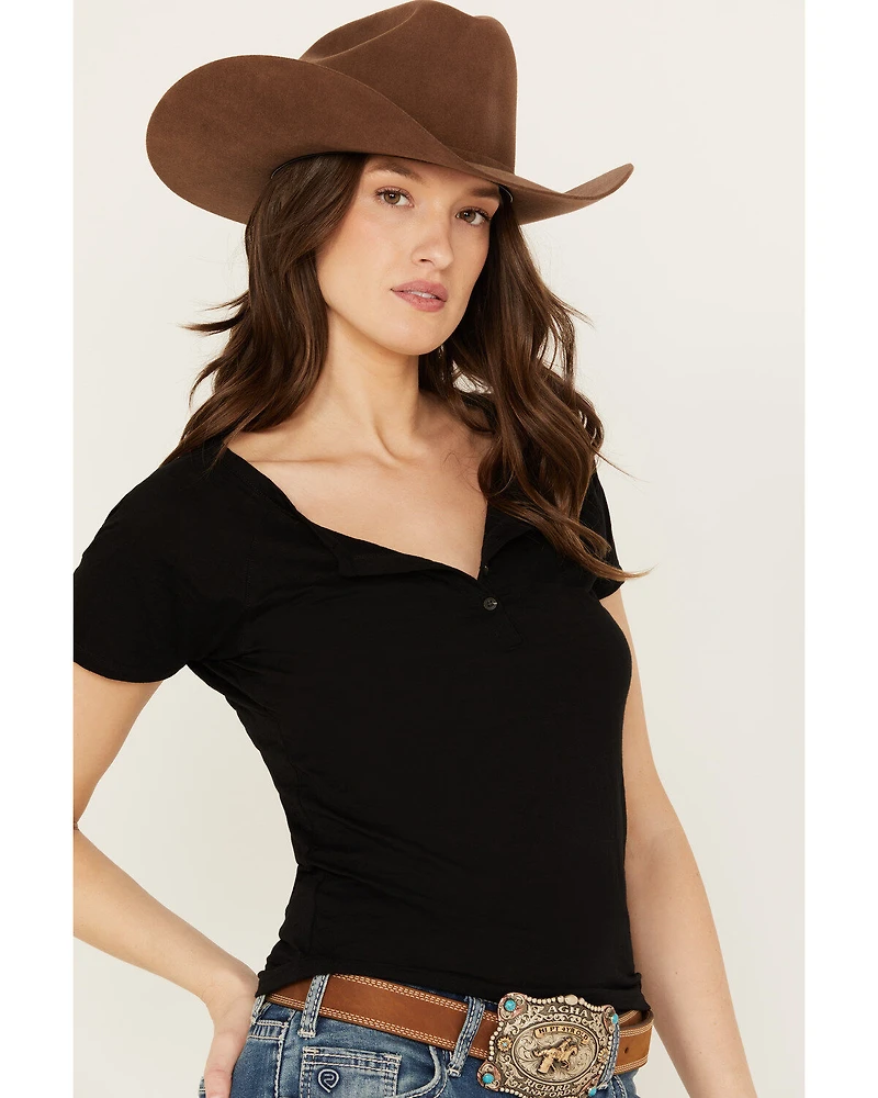 RANK 45® Women's Burnout Henley Tee