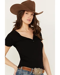 RANK 45® Women's Burnout Henley Tee