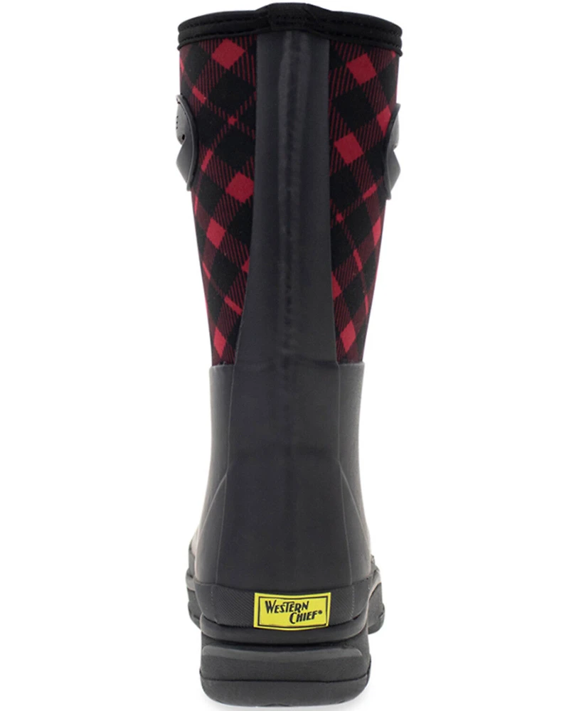 Western Chief Women's Polarprene Buffalo Check Faux Fur Mid Rubber Boots