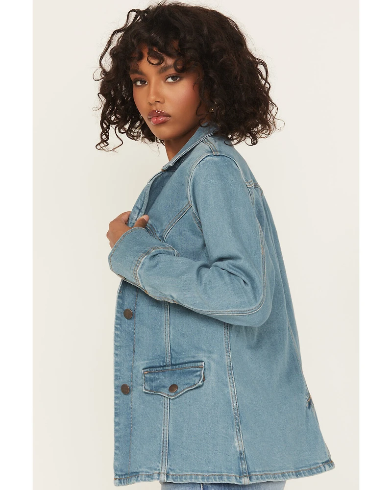 Wrangler Retro Women's Light Wash Button-Down Denim Blazer