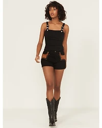 Rock & Roll Denim Women's Faux Suede High Rise Studded Shorts