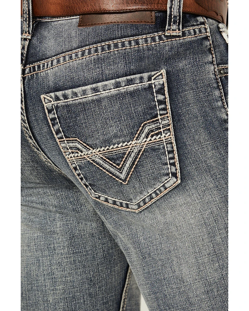 Rock & Roll Denim Men's Double Barrel Medium Wash Relaxed Bootcut Jeans