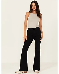 Warp + Weft Women's Mia Dark Wash High Rise Flare Stretch Denim Jeans